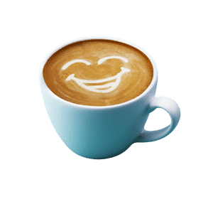 Kaffeetasse mit Smiley aus Milch.
